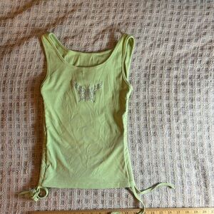 Green Sleeveless Top with sequin  butterfly Design
